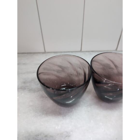 Amethyst Cordial Whiskey Glasses‎ Set, Vintage Purple Swirl Ribbed Twisted, 2.5" - Picture 5 of 9